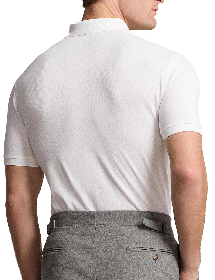 Pólo Slim Fit Branco Logotipo Azul