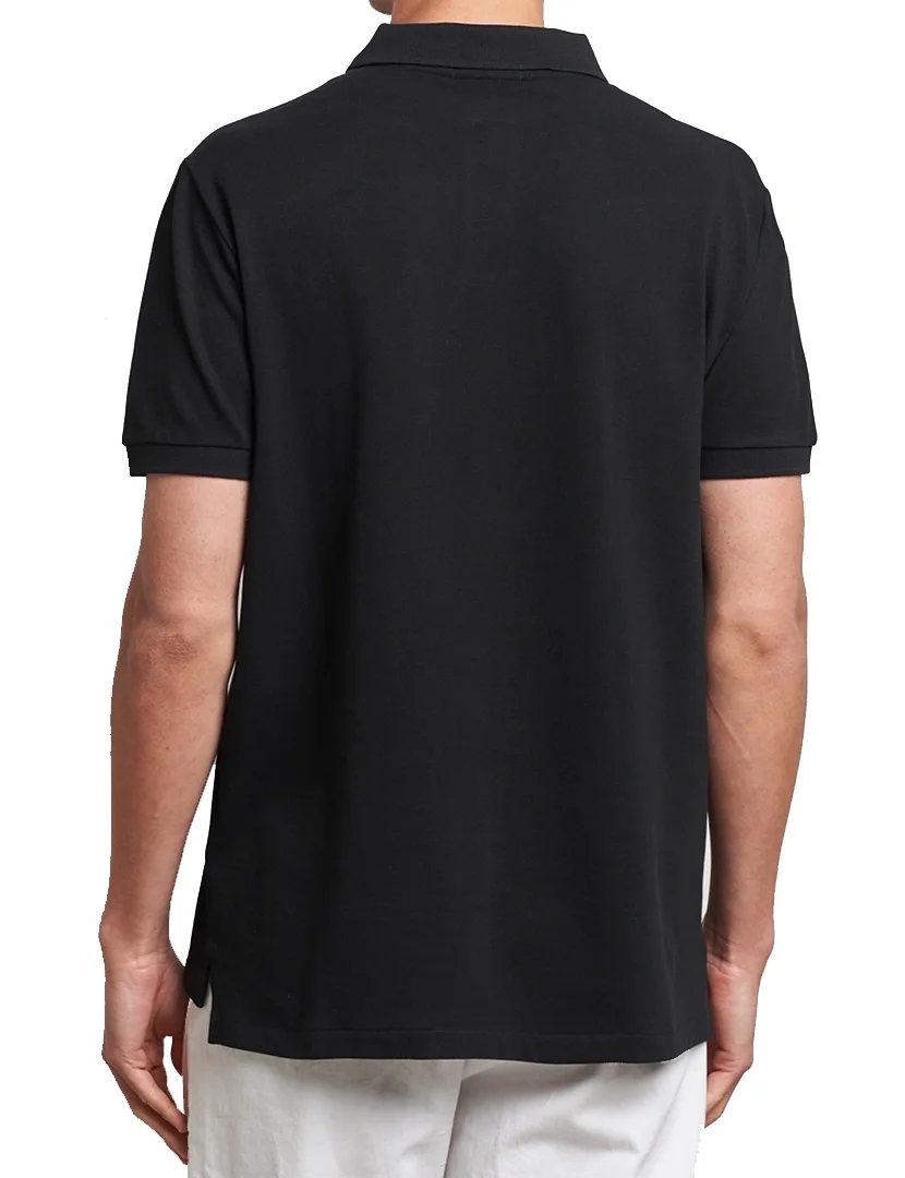 Pólo Slim Fit Preto Logotipo Vermelho