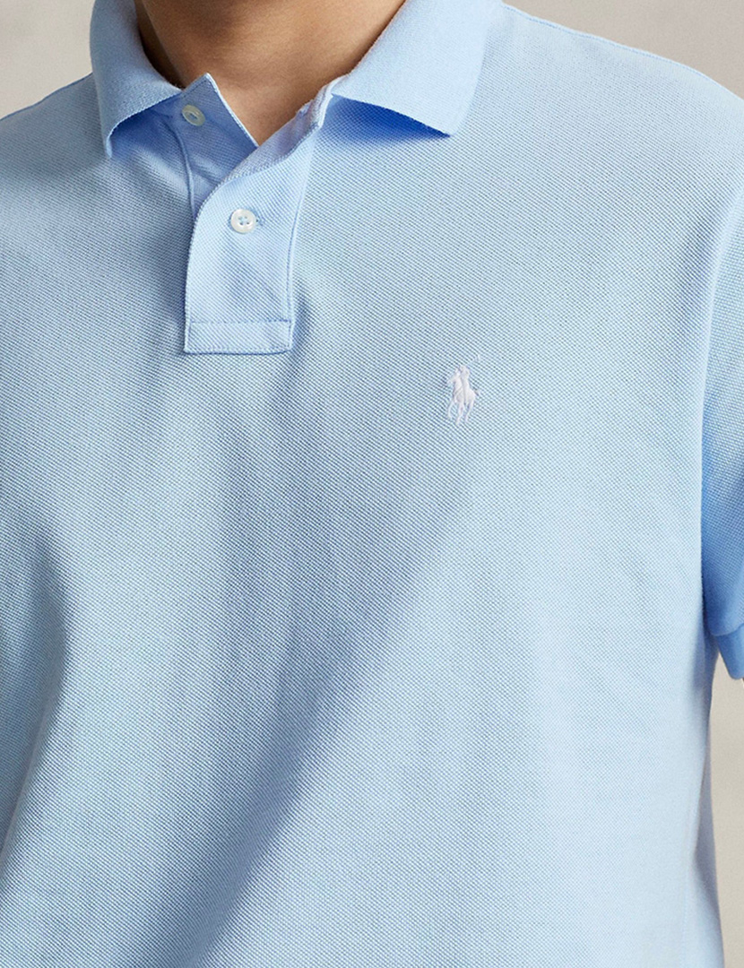 Pólo Slim Fit Azul Claro Logotipo Branco