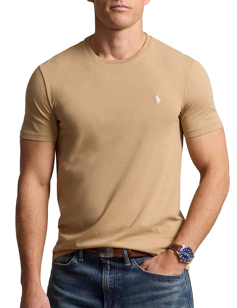 T-Shirt Slim Fit Bege Logotipo Branco