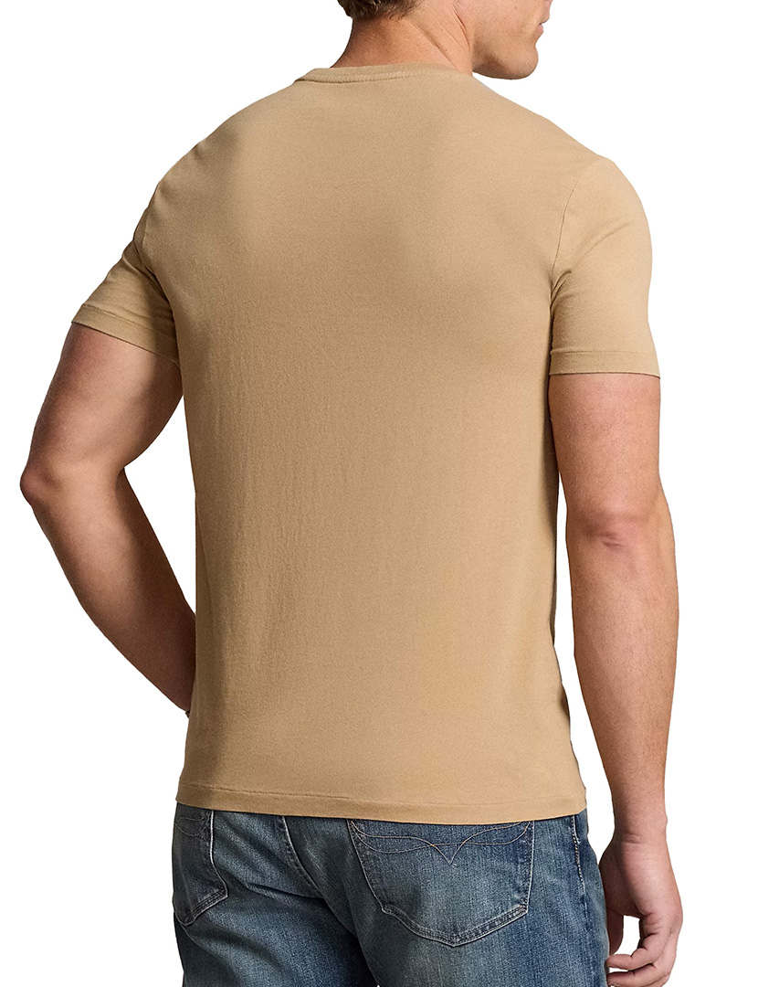 T-Shirt Slim Fit Bege Logotipo Branco