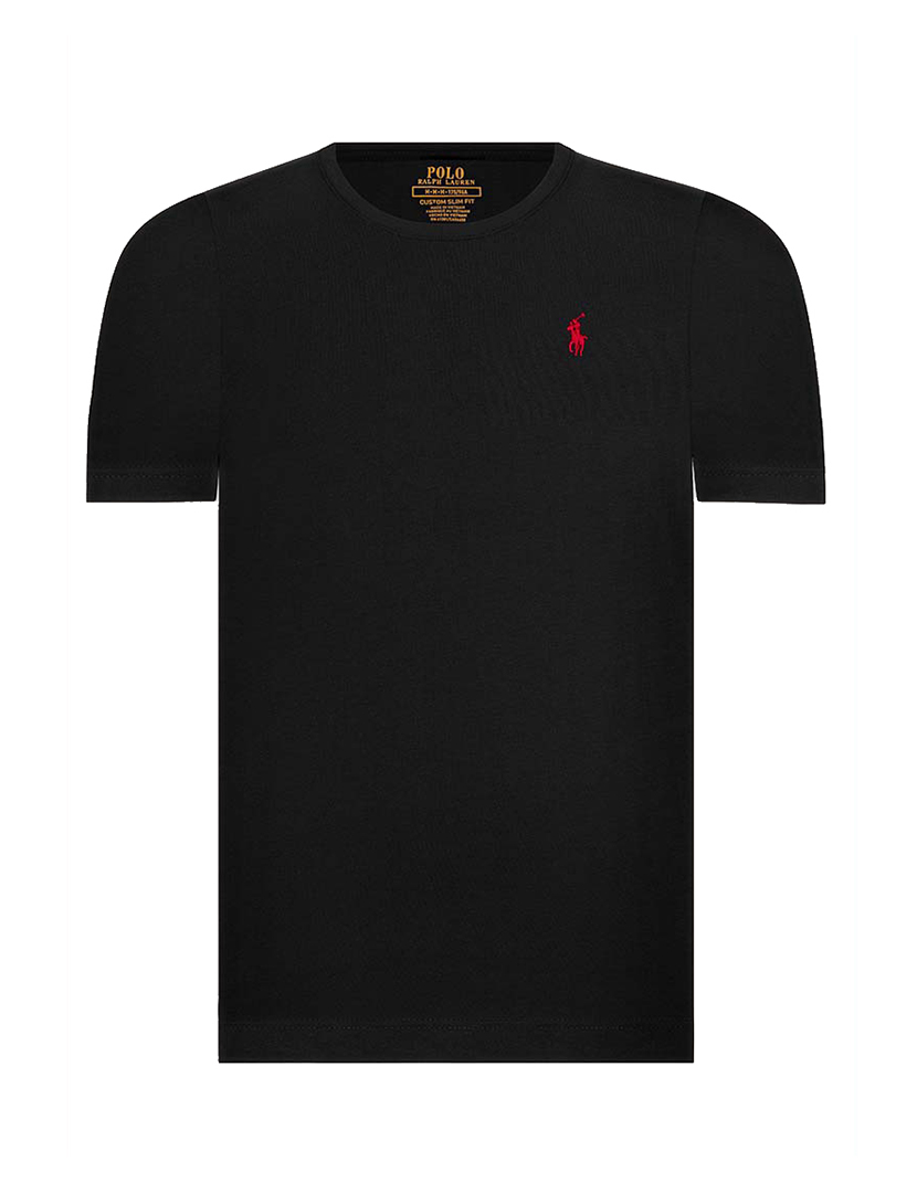 T-Shirt Slim Fit Preto Logotipo Vermelho