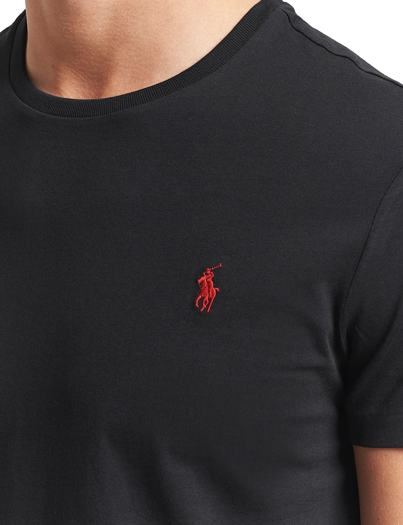 T-Shirt Slim Fit Preto Logotipo Vermelho