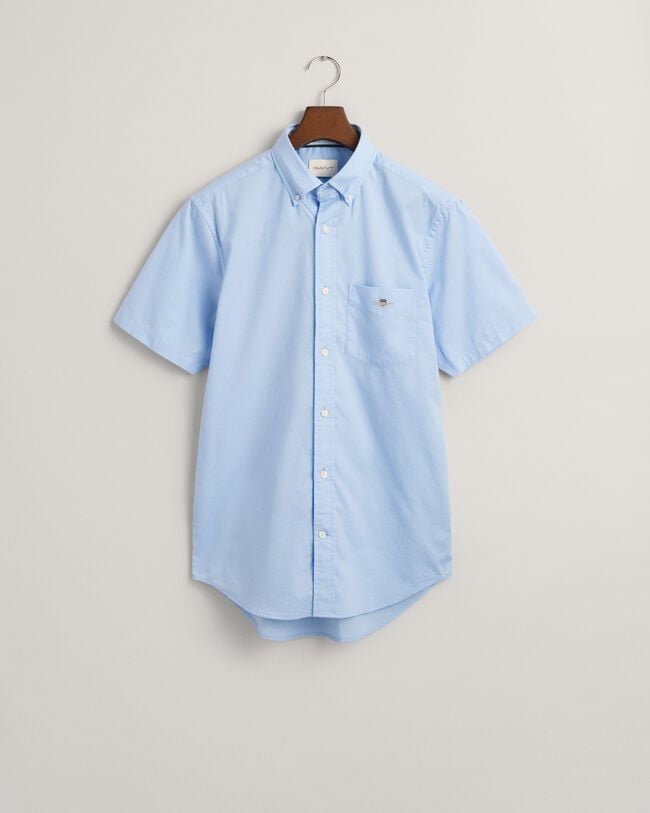 Camisa Manga Curta Regular Poplin Shield Azul