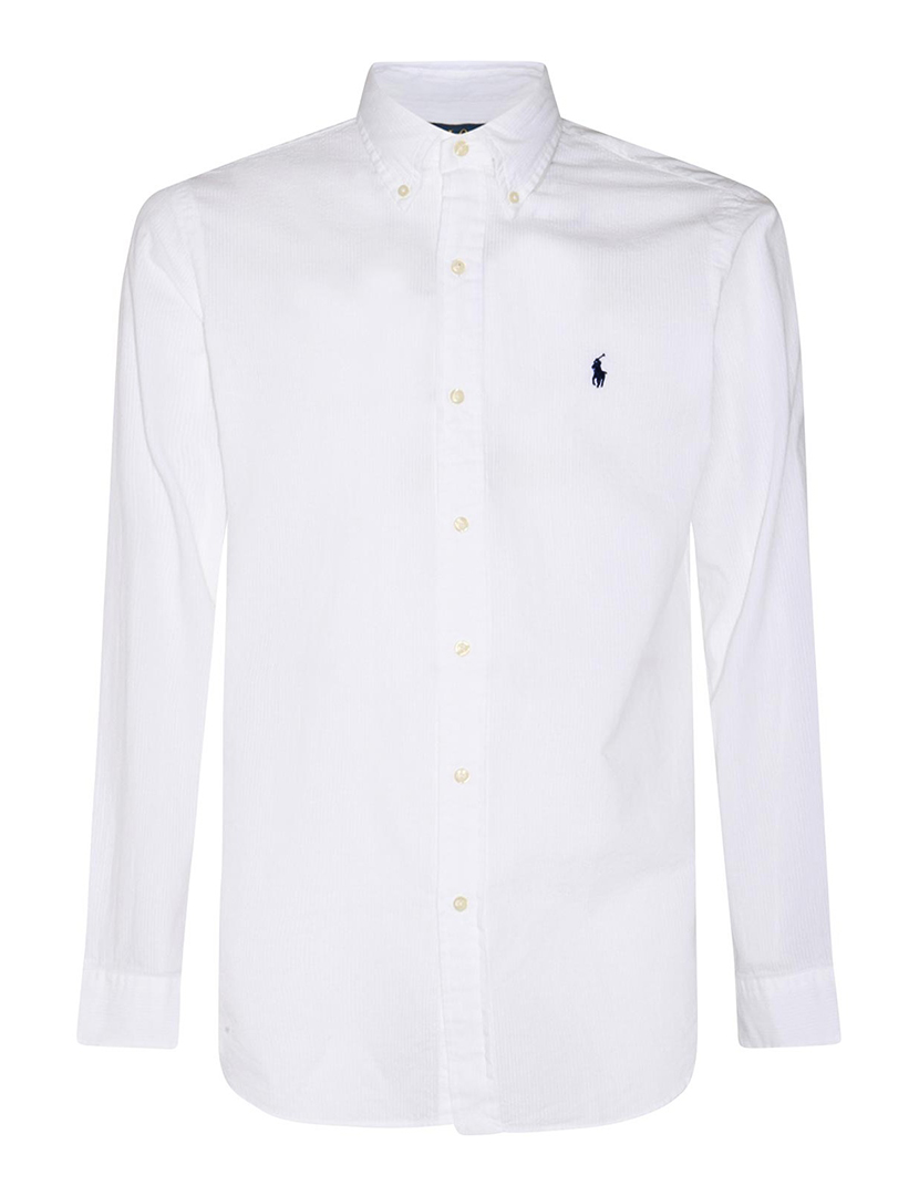 Camisa Homem Custom Fit Branca com Logotipo Azul