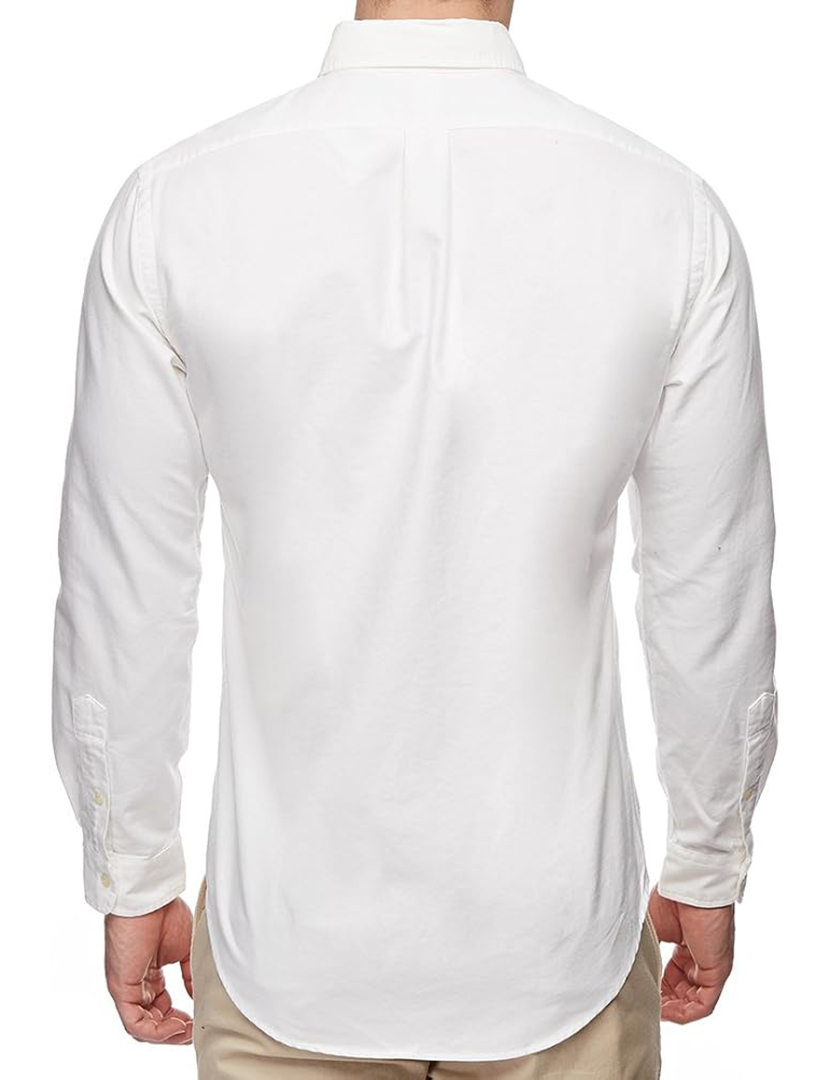 Camisa Homem Custom Fit Branco Logotipo Castanho