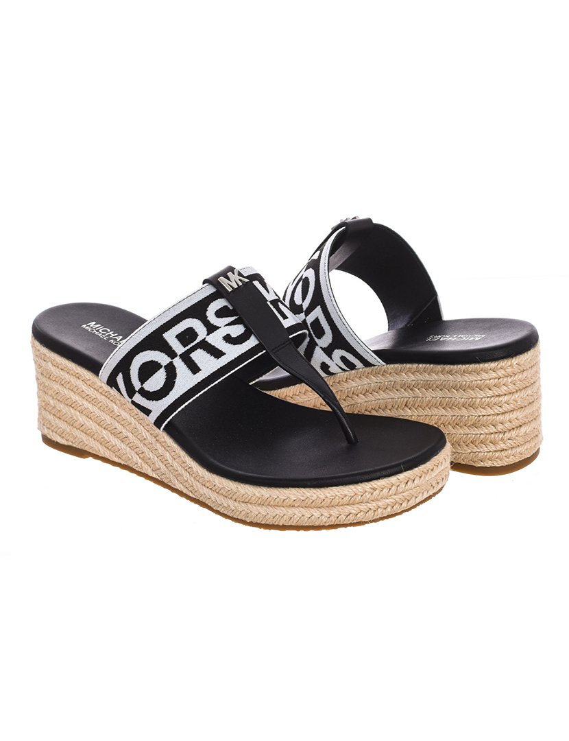 Sandálias com Cunha Senhora Preto e Branco