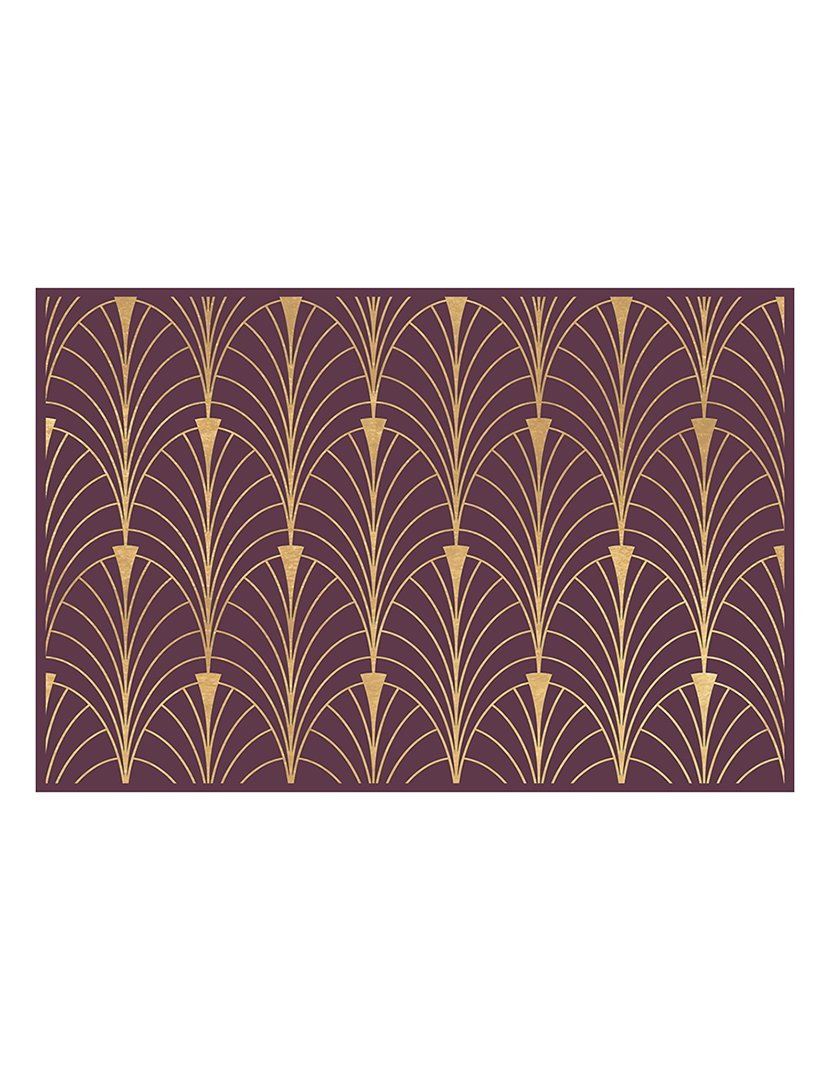 Tapete Vinil Art Decó Granate 66x180cm Roxo e Dourado