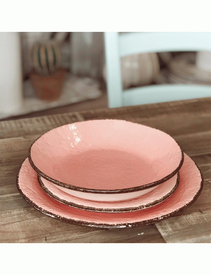 Conjunto 6 Pratos Fundos 21 cm Preta Rosa