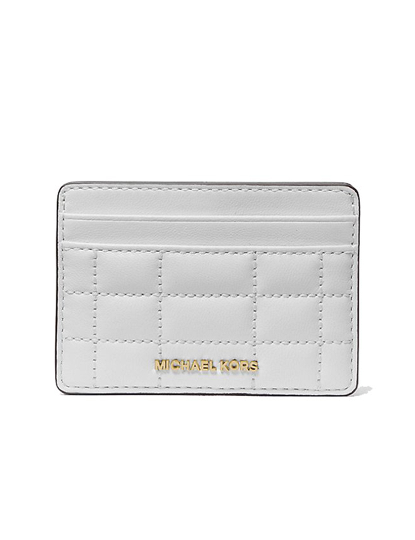 Pebbled Leather Card Case Optic-White