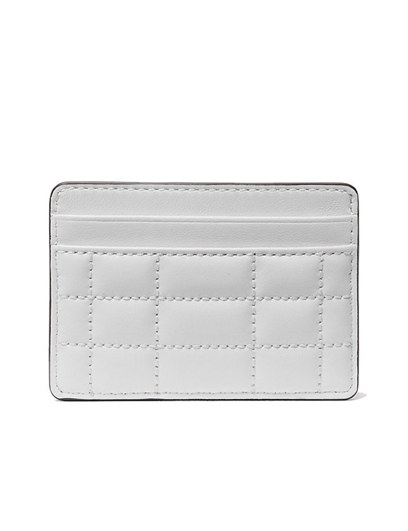 Pebbled Leather Card Case Optic-White