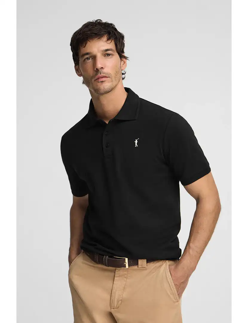 Pólo Homem Preto em piqué