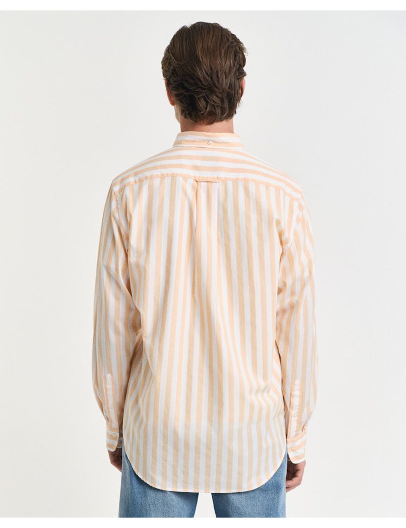 Camisa de manga comprida clássica riscas Castanho