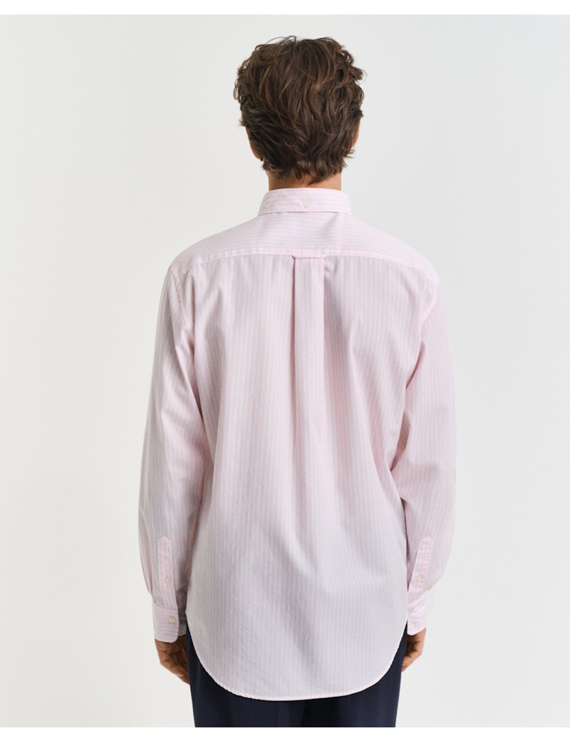 Camisa de manga comprida clássica riscas Rosa