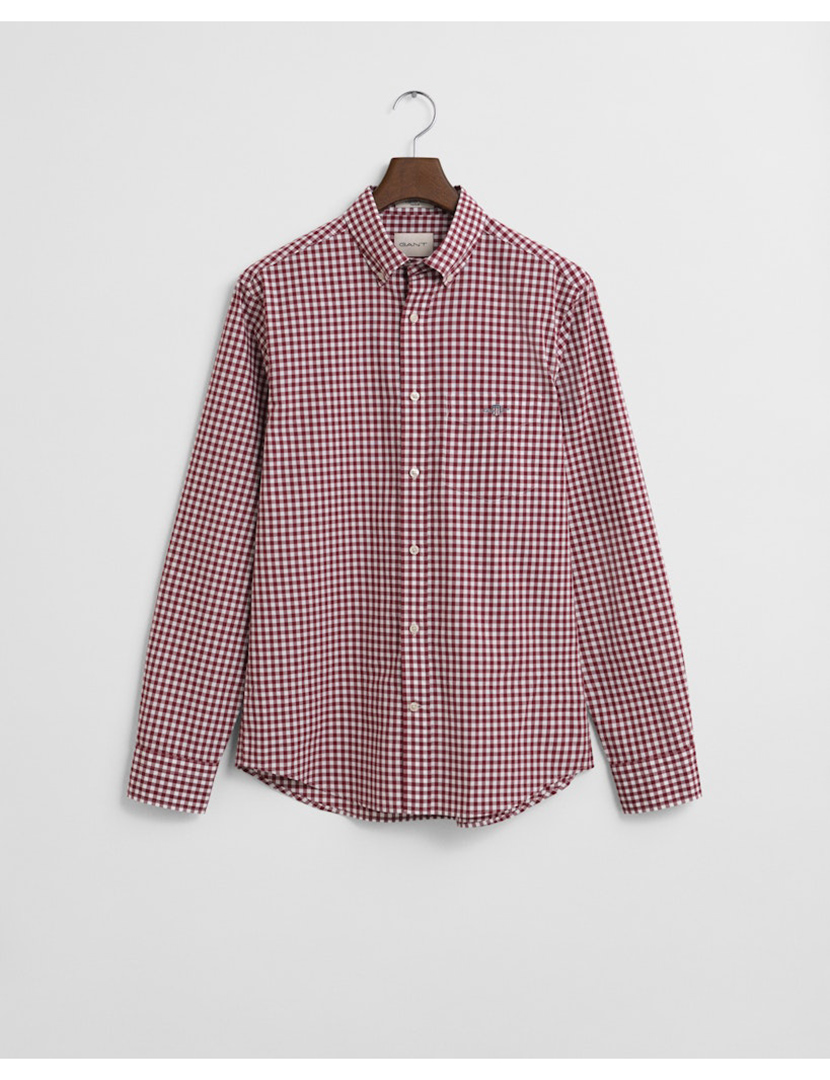 Camisa de manga comprida clássica gingham Vermelho