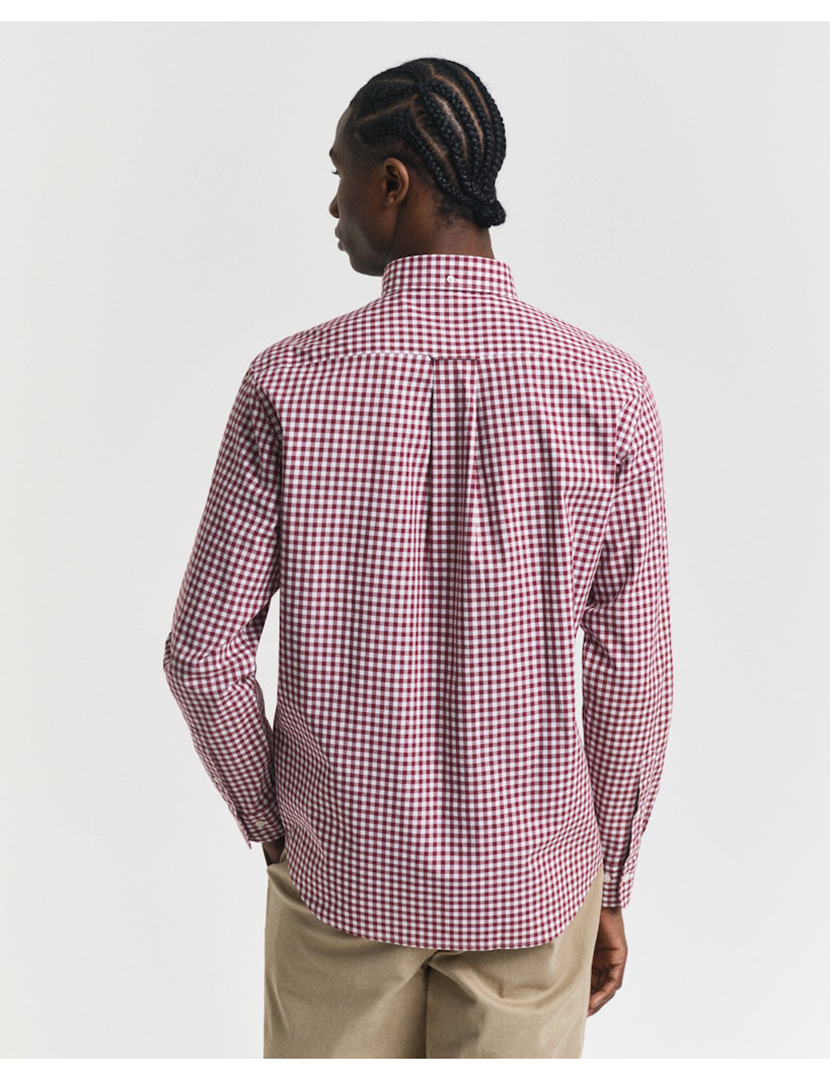 Camisa de manga comprida clássica gingham Vermelho