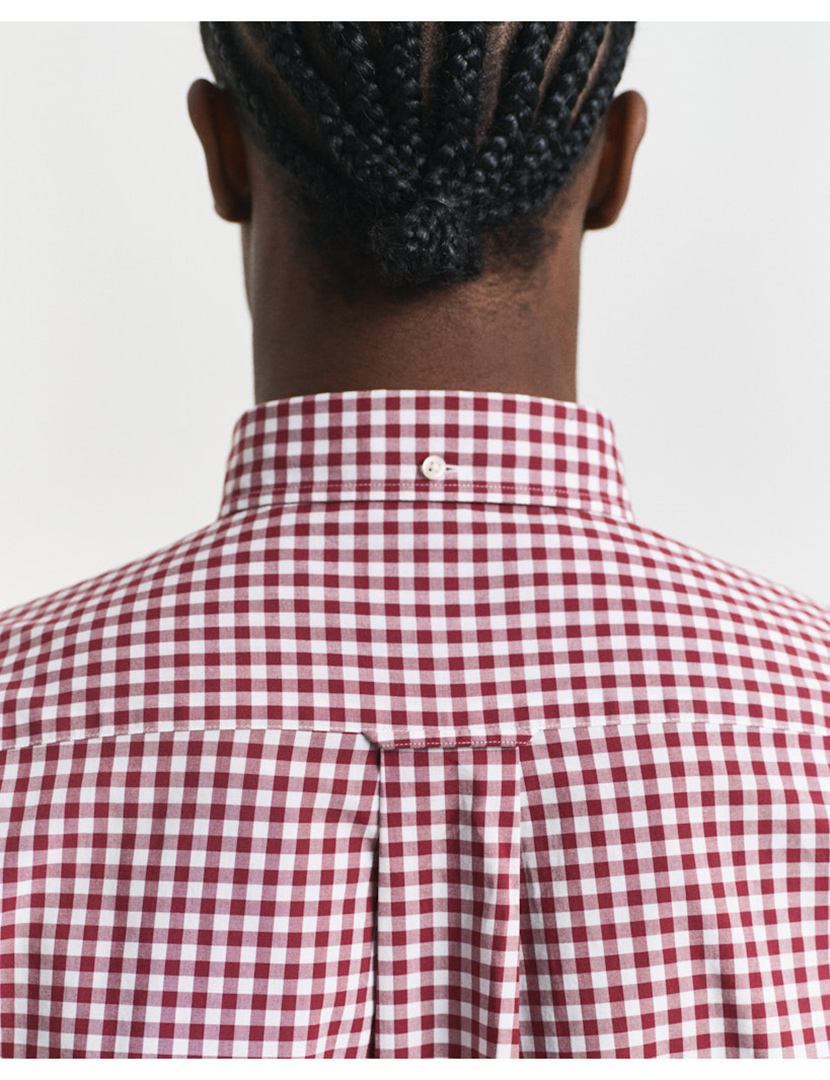Camisa de manga comprida clássica gingham Vermelho