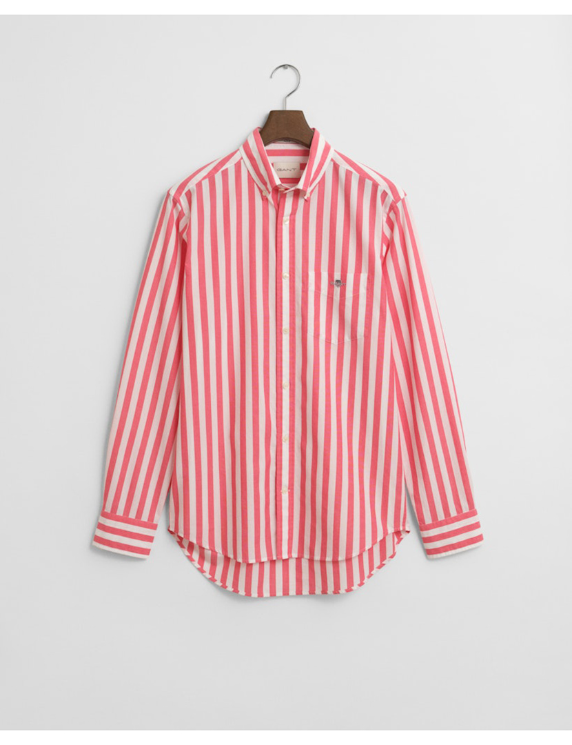 Camisa de manga comprida clássica riscas Vermelho