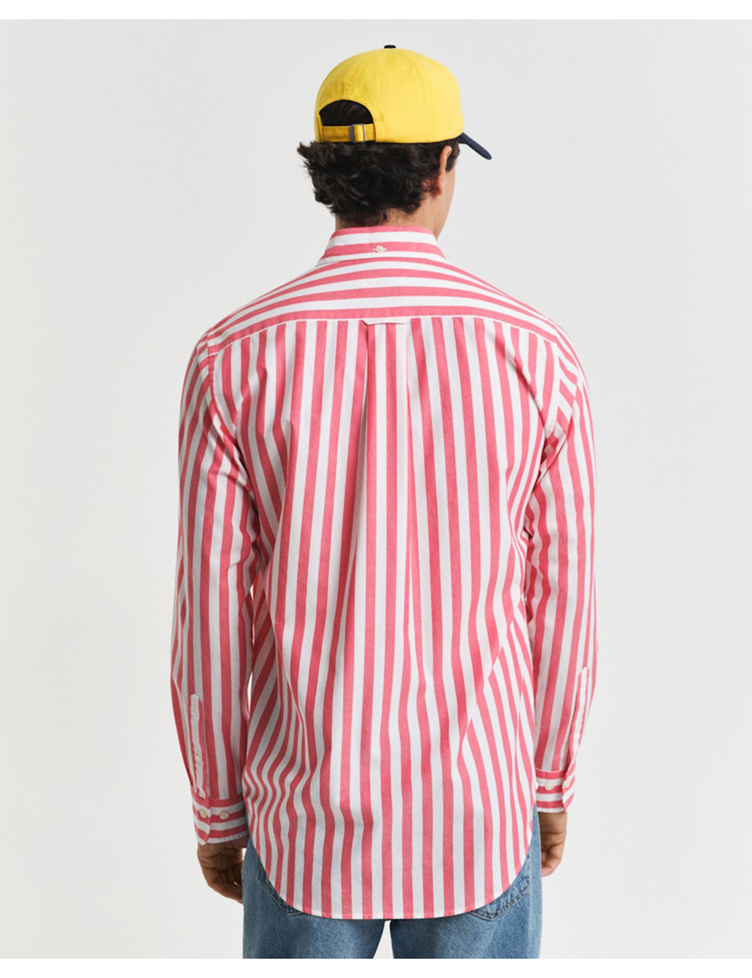 Camisa de manga comprida clássica riscas Vermelho