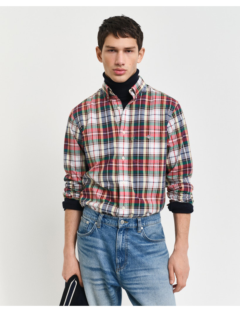 Camisa de manga comprida xadrez Rosa