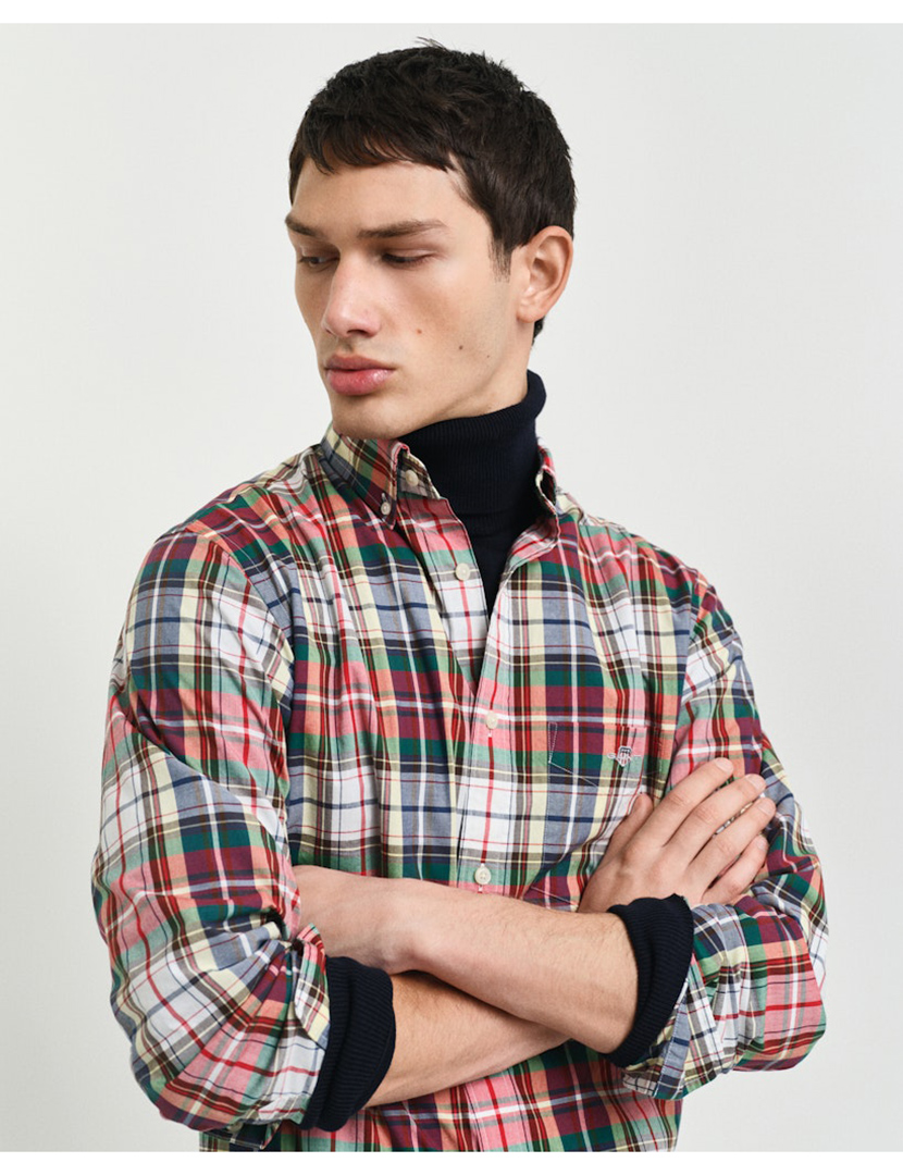 Camisa de manga comprida xadrez Rosa