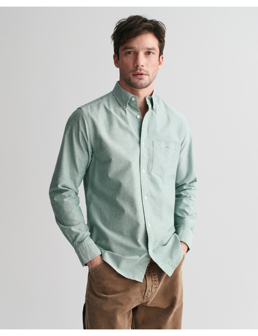 Camisa de manga comprida clássica oxford Verde
