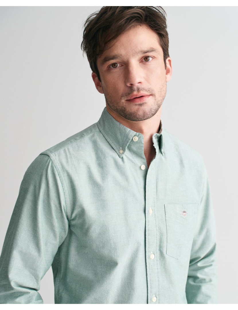 Camisa de manga comprida clássica oxford Verde