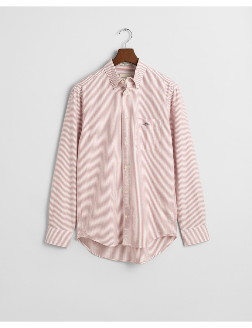 Camisa de manga comprida clássica oxford riscas Vermelho