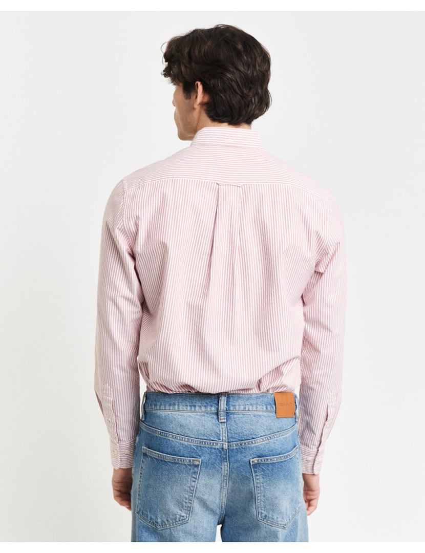 Camisa de manga comprida clássica oxford riscas Vermelho