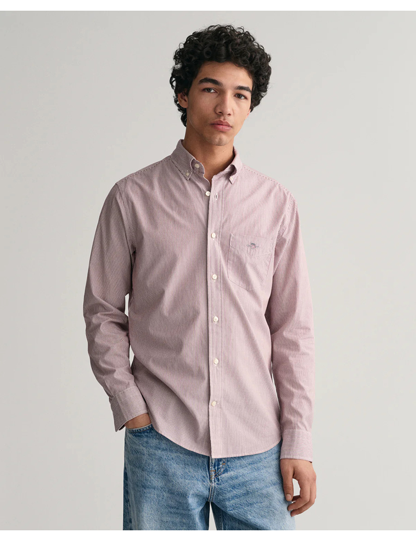 Camisa de manga comprida riscas banker Vermelho