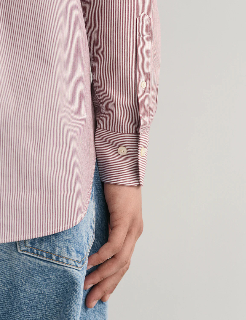 Camisa de manga comprida riscas banker Vermelho