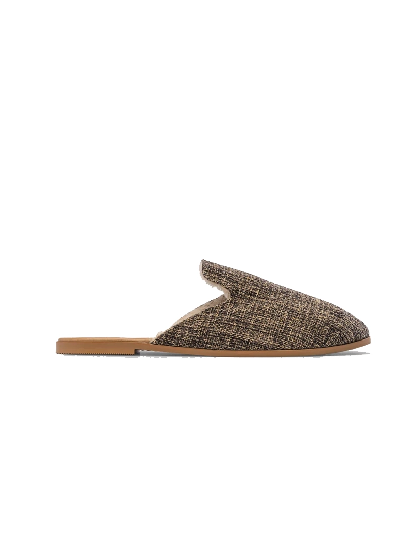 Mules Wool Mesh Castanho