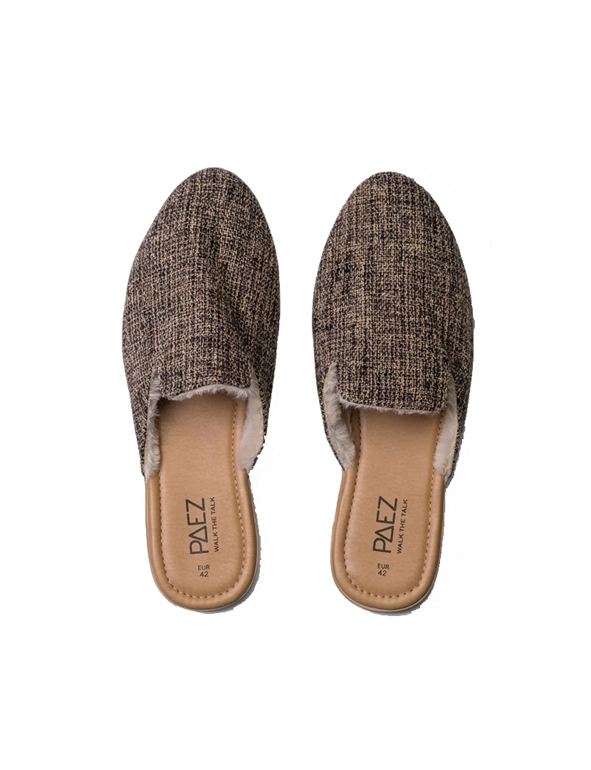 Mules Wool Mesh Castanho