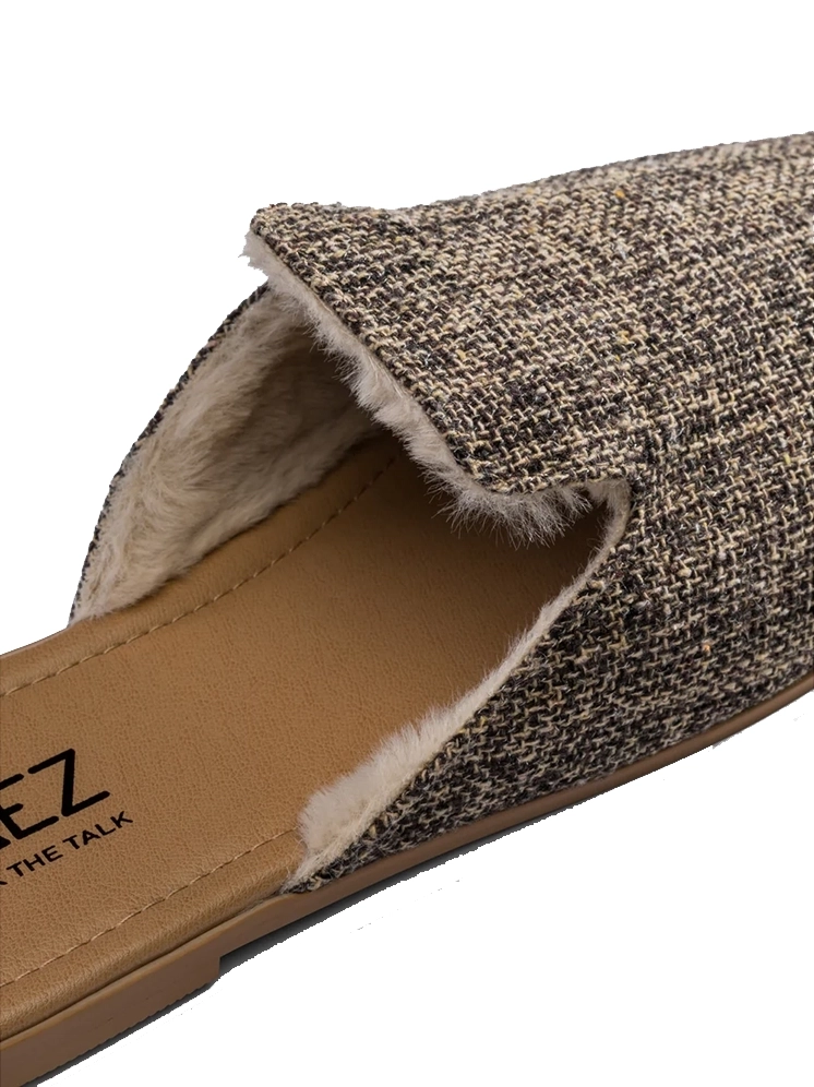 Mules Wool Mesh Castanho