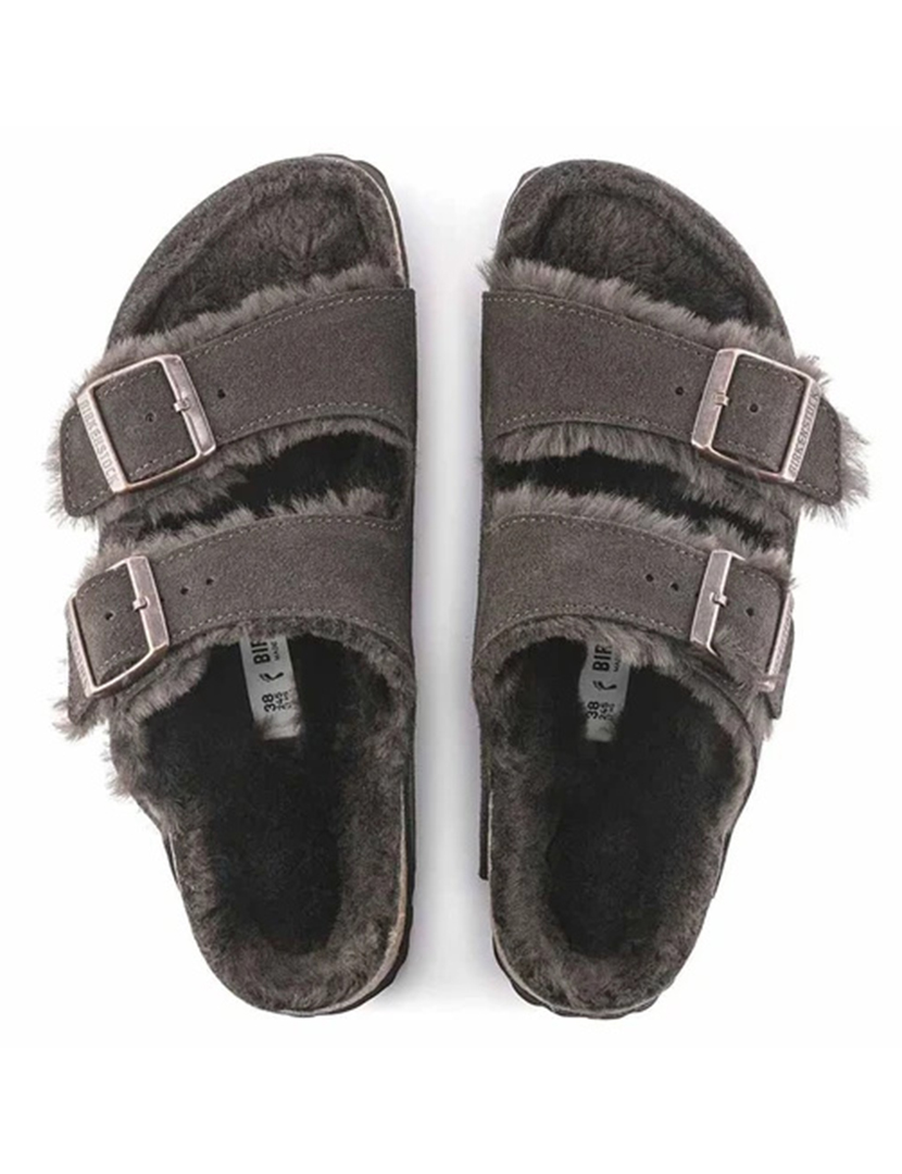 Sandálias Arizona Shearling Suede Mocca Estreito