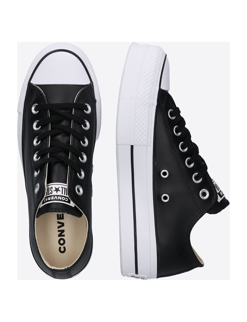 All Star Chuck Taylor Low Lift Platform Leather Preto