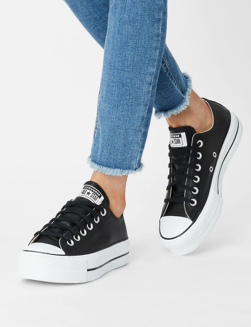 All Star Chuck Taylor Low Lift Platform Leather Preto