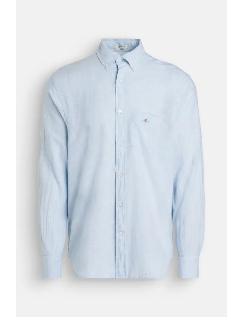 Camisa de manga comprida linho Azul