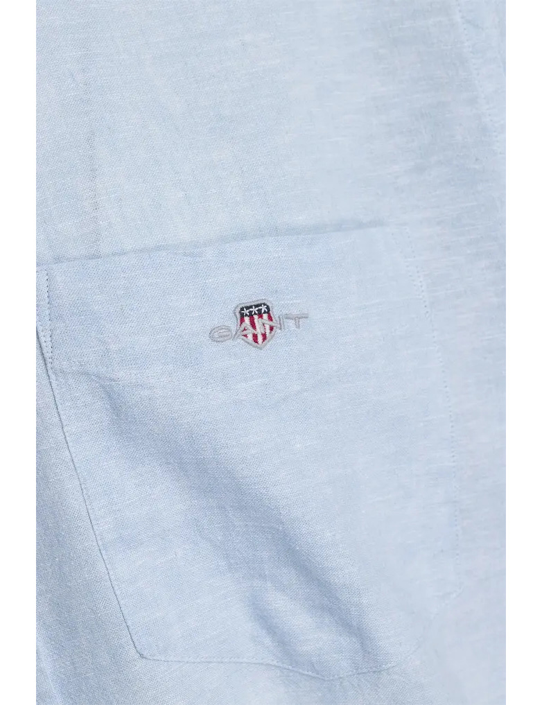 Camisa de manga comprida linho Azul