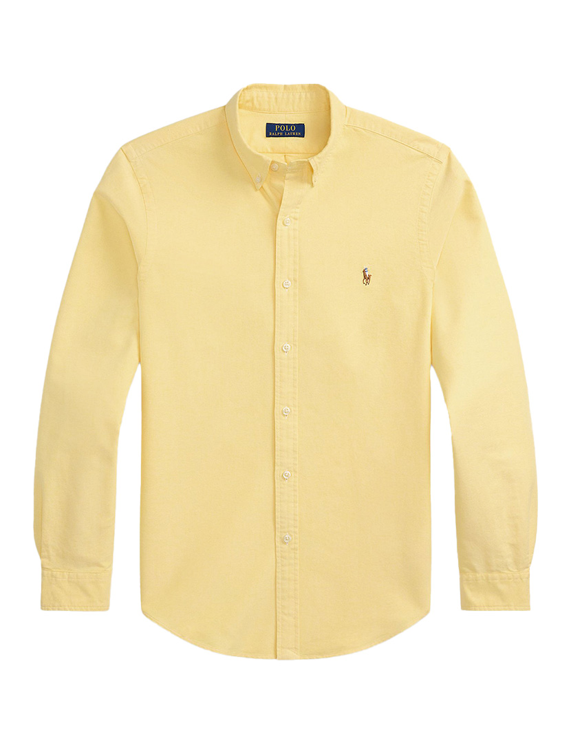 Camisa Costum Fit Amarelo Logotipo Castanho