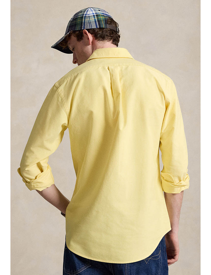 Camisa Costum Fit Amarelo Logotipo Castanho