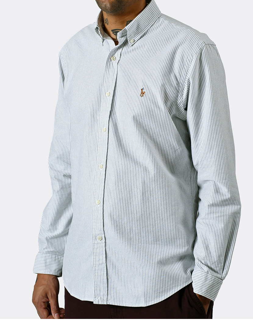 Camisa Custom Fit Verde Logotipo Castanho