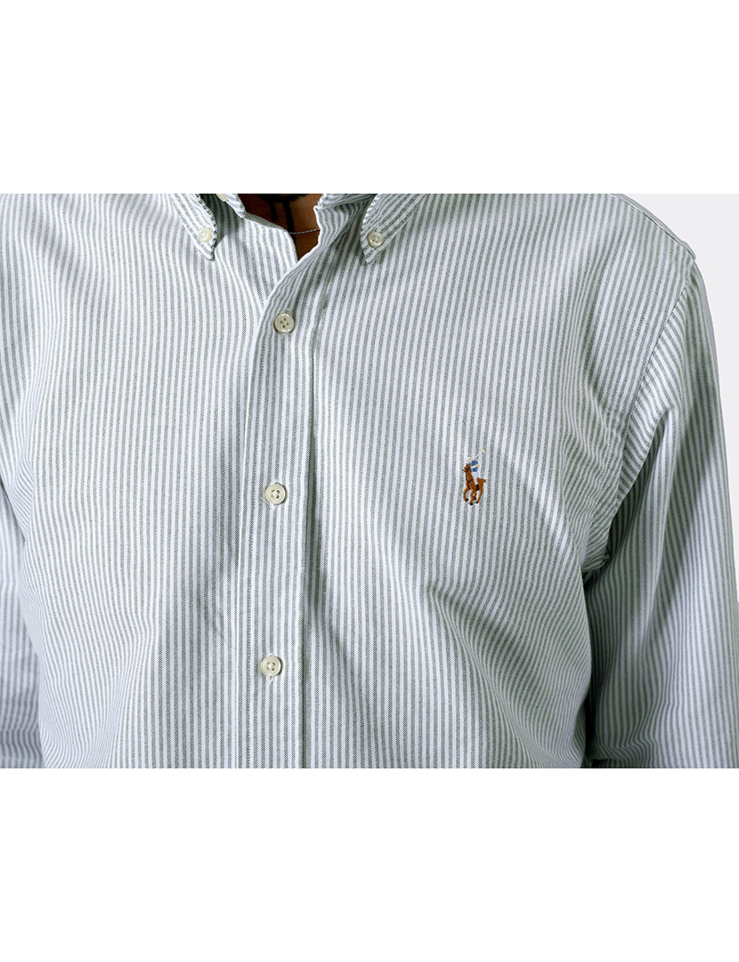 Camisa Custom Fit Verde Logotipo Castanho