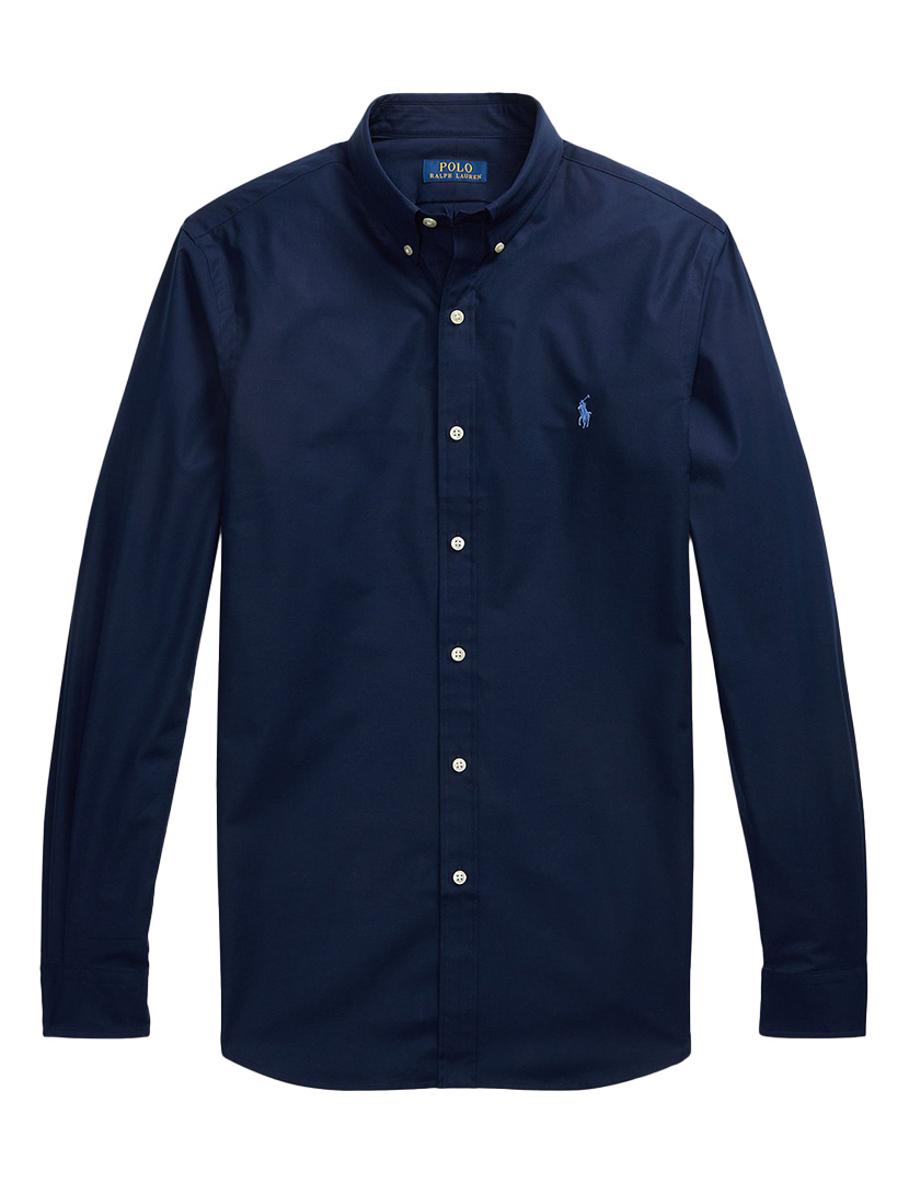Camisa Costum Fit Azul Marinho Logotipo Azul Claro