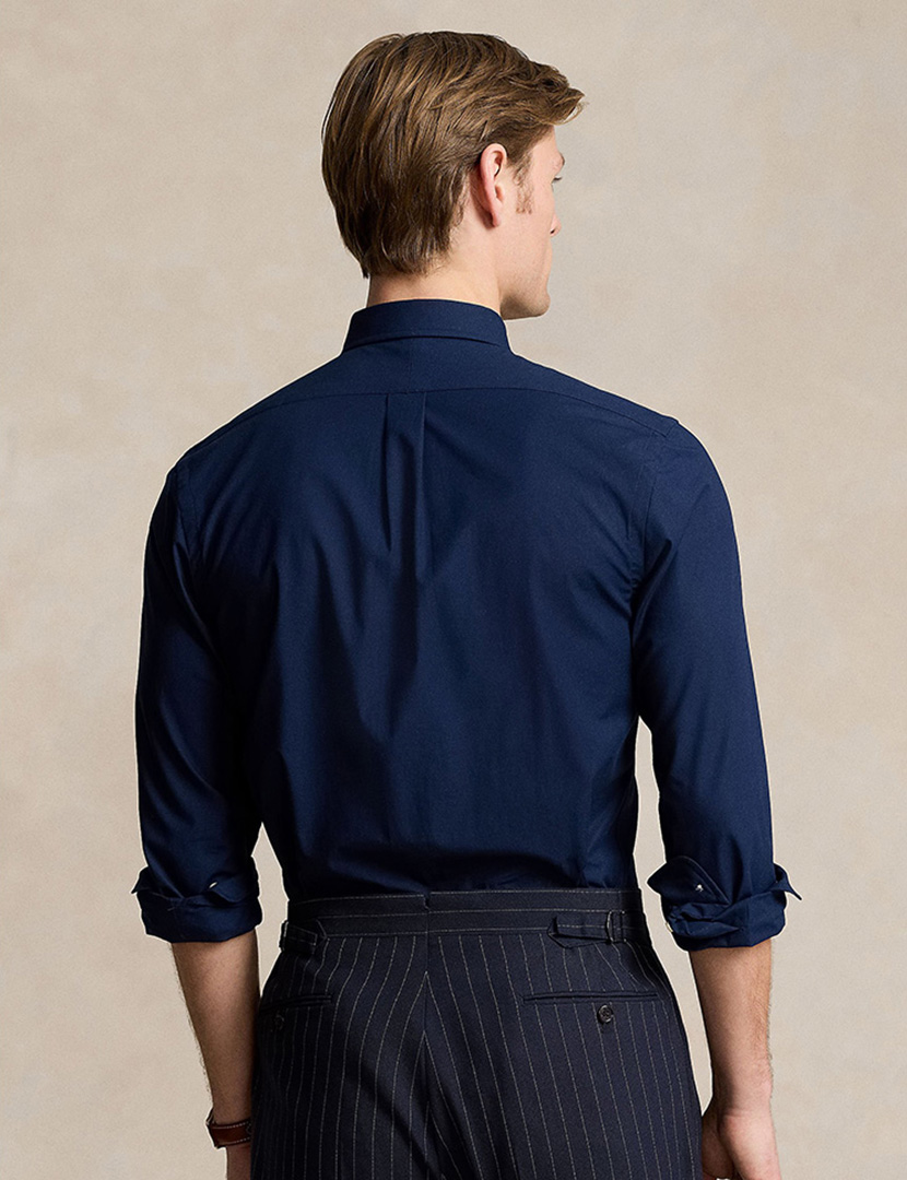 Camisa Costum Fit Azul Marinho Logotipo Azul Claro