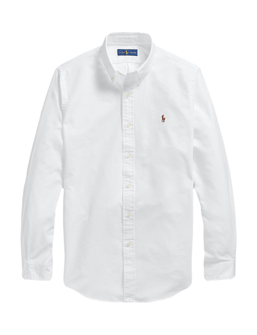 Camisa Custom Fit Branco Logotipo Castanho