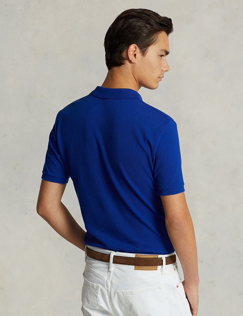 Slim Fit Blue Polo Red Logo