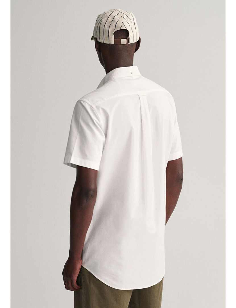 Short Sleeve Regular Poplin Shield White Shirt