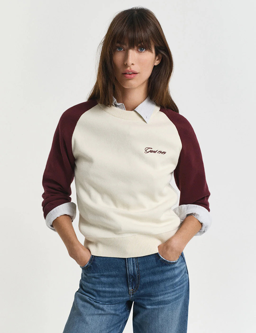Sweatshirt Color Blocked Crew Neck