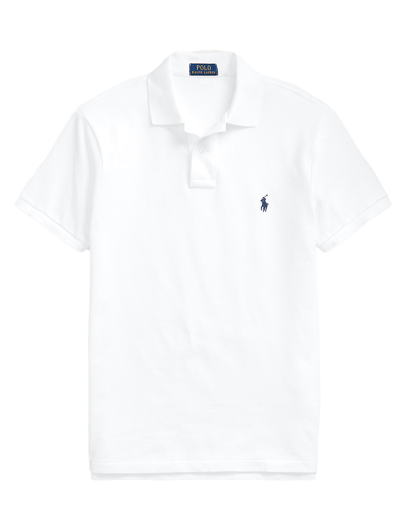 Pólo Slim Fit Branco Logotipo Azul